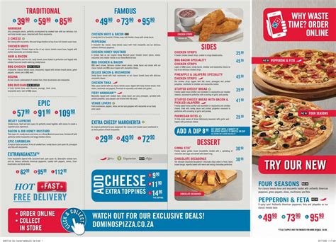 domino's pizza menu with prices